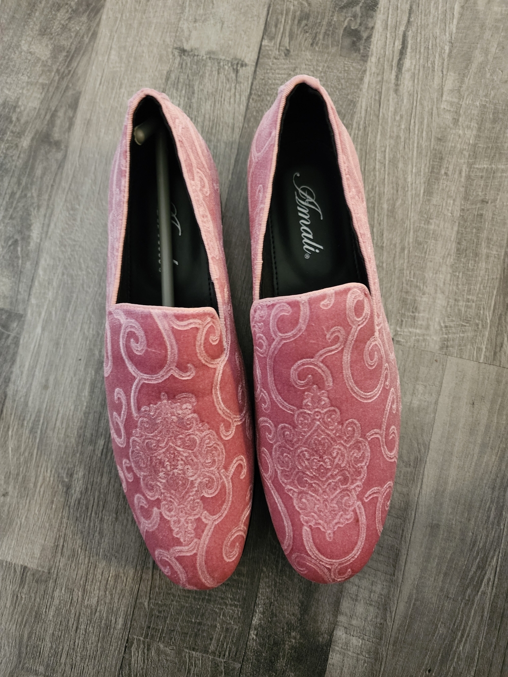 Bryant By Amali Pink Velvet Embroidered Slip-On Loafers Sz 9